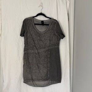 Washed Gray Short Sleeve Tunic Top